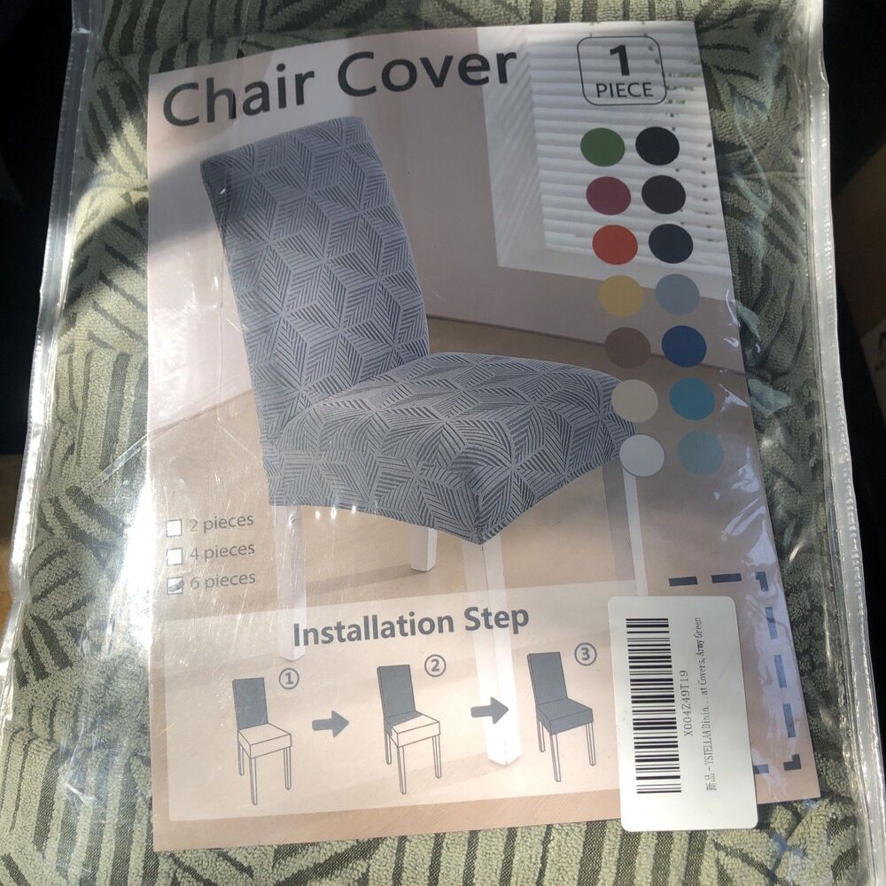 YSTELLAA Dining Room Chair Covers Set of 6, Stretch Chair Covers Army Green NEW!